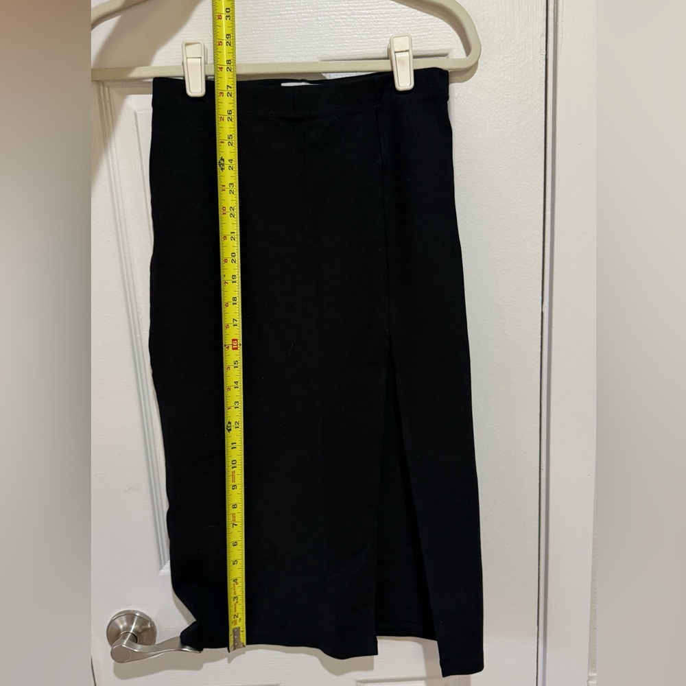 Aritzia Banting Elegant Stretch Black Women's Pencil Skirt High Slit - Picture 7 of 7